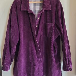 L.L.Bean Corduroy Flannel Shirt Jacket Purple Button Up XXL